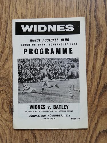 Widnes v Batley Nov 1972 Player's No6 Trophy Rugby League Programme