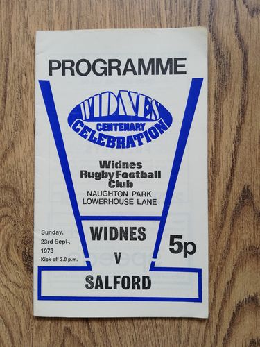 Widnes v Salford Sept 1973 Rugby League Programme