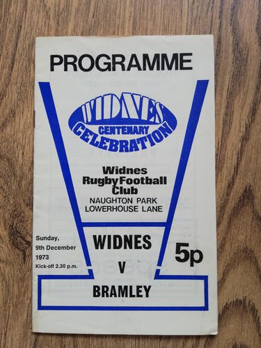 Widnes v Bramley Dec 1973 Rugby League Programme