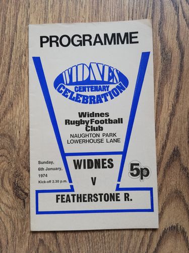 Widnes v Featherstone Jan 1974 Rugby League Programme