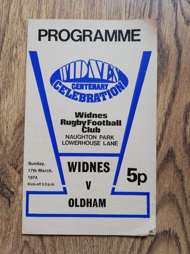 Widnes v Oldham March 1974 Rugby League Programme