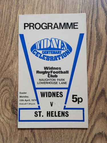 Widnes v St Helens April 1974 Rugby League Programme