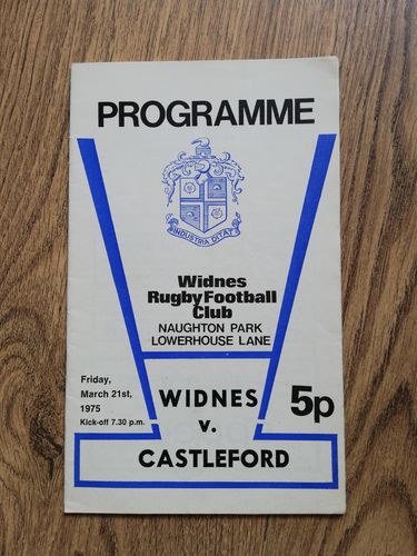 Widnes v Castleford March 1975 Rugby League Programme