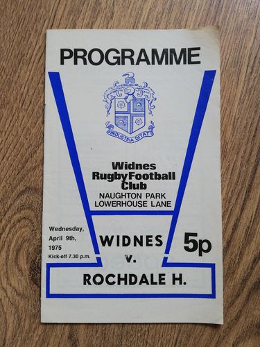 Widnes v Rochdale Hornets April 1975 Rugby League Programme