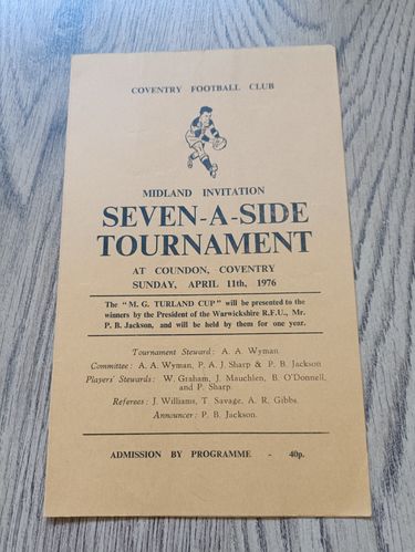 Midland Invitation Sevens April 1976 Rugby Programme