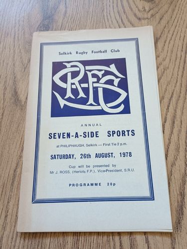 Selkirk Sevens Aug 1978 Rugby Programme