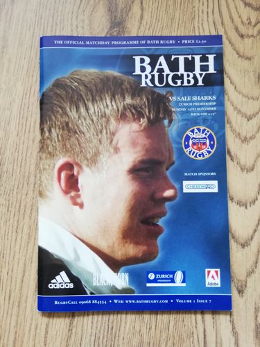 Bath v Sale Sharks Nov 2000 Rugby Programme