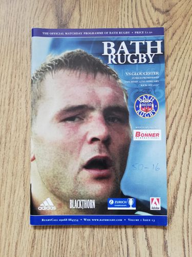 Bath v Gloucester Feb 2001 Rugby Programme