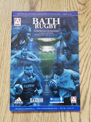 Bath v Newcastle Falcons Apr 2001 Championship Quarter-Final Rugby Programme