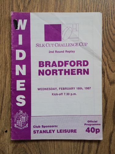 Widnes v Bradford Northern Feb 1987 Challenge Cup Rugby League Programme