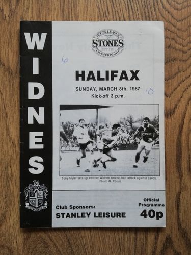 Widnes v Halifax March 1987 Rugby League Programme
