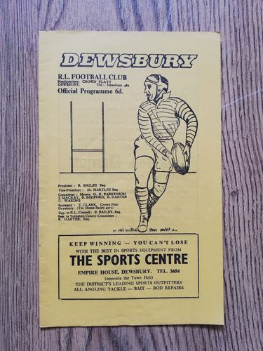 Dewsbury v Leeds Feb 1968 Rugby League Programme