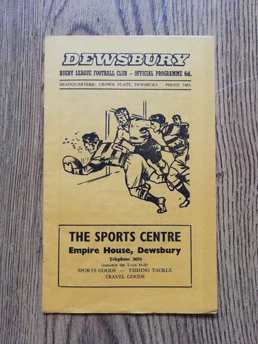 Dewsbury v Castleford Sept 1968 Yorkshire Cup Rugby League Programme