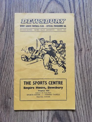 Dewsbury v Hull Oct 1968 Rugby League Programme