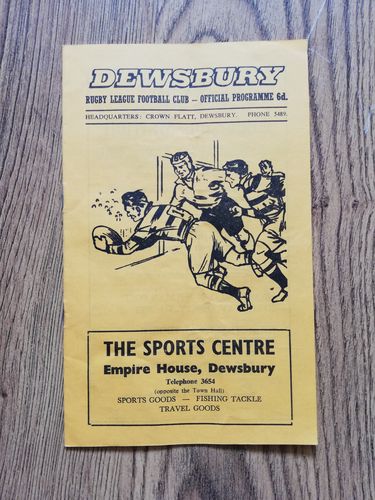 Dewsbury v Huddersfield Aug 1969 Yorkshire Cup Rugby League Programme