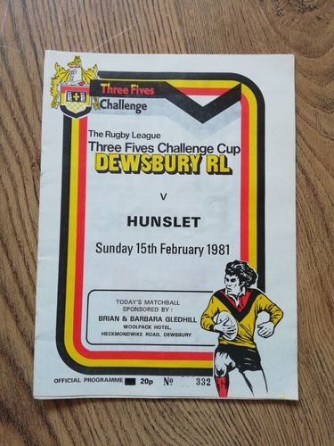 Dewsbury v Hunslet Feb 1981 Challenge Cup Rugby League Programme