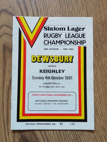 Dewsbury v Keighley Oct 1981 Rugby League Programme