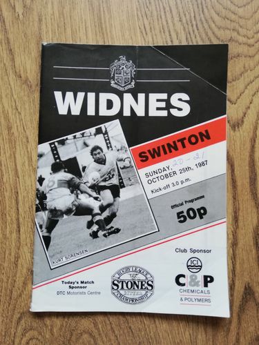 Widnes v Swinton Oct 1987 Rugby League Programme