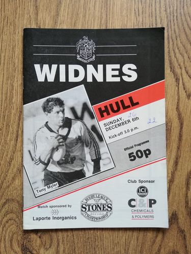 Widnes v Hull Dec 1987 Rugby League Programme