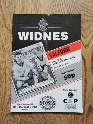 Widnes v Salford Jan 1988 Rugby League Programme