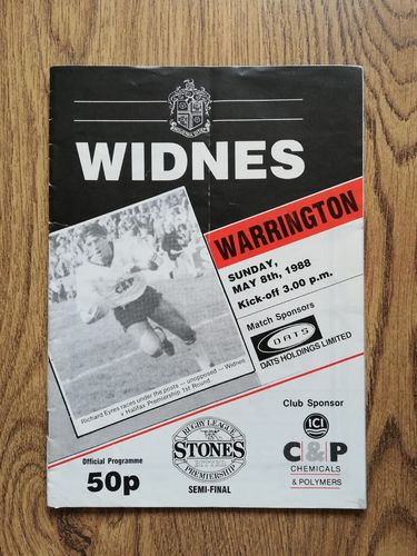 Widnes v Warrington May 1988 Premiership Semi-Final Rugby League Programme