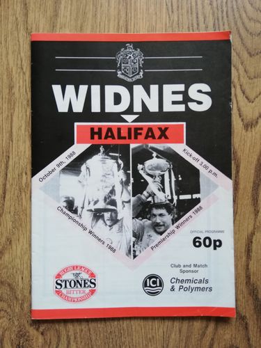 Widnes v Halifax Oct 1988 Rugby League Programme