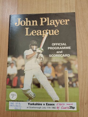 Yorkshire v Essex July 1982 John Player League Cricket Programme