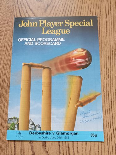 Derbyshire v Glamorgan June 1985 John Player League Cricket Programme