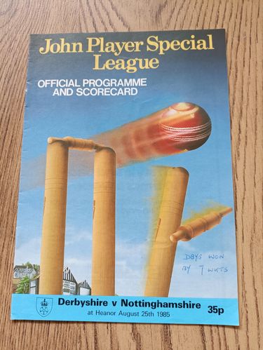 Derbyshire v Nottinghamshire Aug 1985 John Player League Cricket Programme
