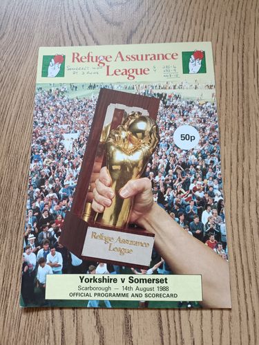 Yorkshire v Somerset Aug 1988 Refuge Assurance League Cricket Programme