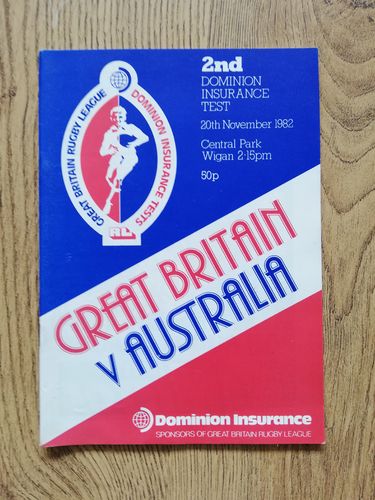 Great Britain v Australia 2nd Test Nov 1982 Rugby League Programme