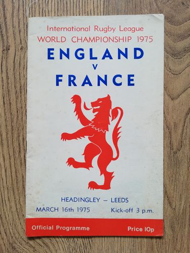England v France 1975 World Championship Rugby League Programme