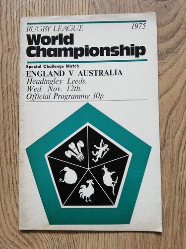 England v Australia 1975 World Championship Challenge Rugby League Programme