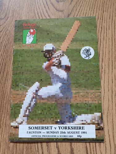 Somerset v Yorkshire Aug 1991 Refuge Assurance League Cricket Programme