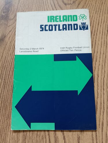 Ireland v Scotland 1974 Rugby Programme