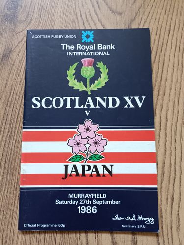 Scotland XV v Japan 1986 Rugby Programme