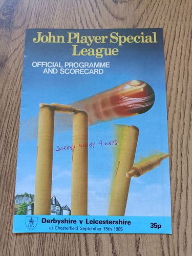 Derbyshire v Leicestershire Sept 1985 John Player League Cricket Programme
