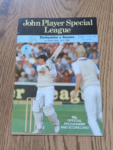 Derbyshire v Sussex May 1986 John Player League Cricket Programme