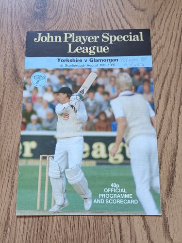 Yorkshire v Glamorgan August 1986 John Player League Cricket Programme