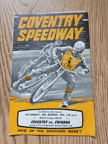 Coventry v Swindon March 1970 Speedway Programme