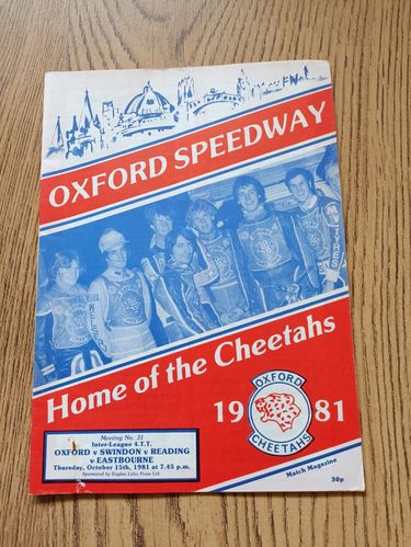 Oxford v Swindon v Reading v Eastbourne Oct 1981 Speedway Programme