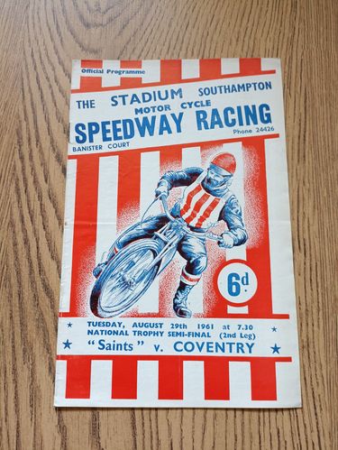 Southampton v Coventry Aug 1961 National Trophy Semi-Final Speedway Programme
