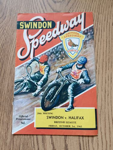Swindon v Halifax Oct 1965 Speedway Programme