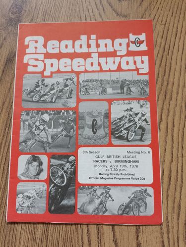 Reading v Birmingham April 1976 Speedway Programme