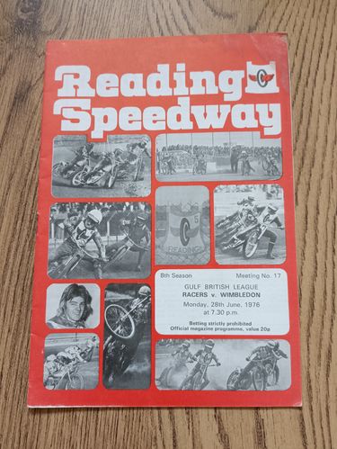 Reading v Wimbledon June 1976 Speedway Programme