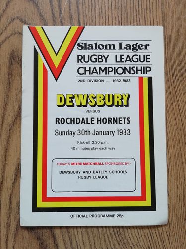 Dewsbury v Rochdale Hornets Jan 1983 Rugby League Programme