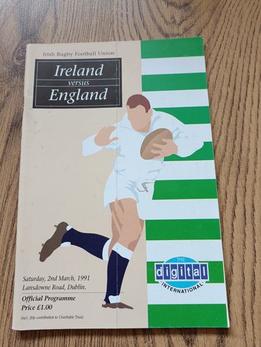 Ireland v England 1991 Rugby Programme