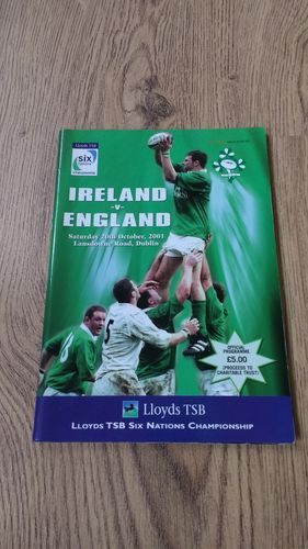 Ireland v England 2001 Rugby Programme
