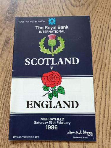 Scotland v England 1986 Rugby Programme