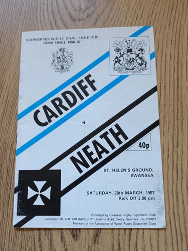 Cardiff v Neath Mar 1987 Welsh Cup Semi-Final